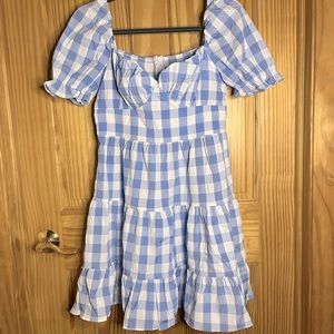 blue & white gingham dress